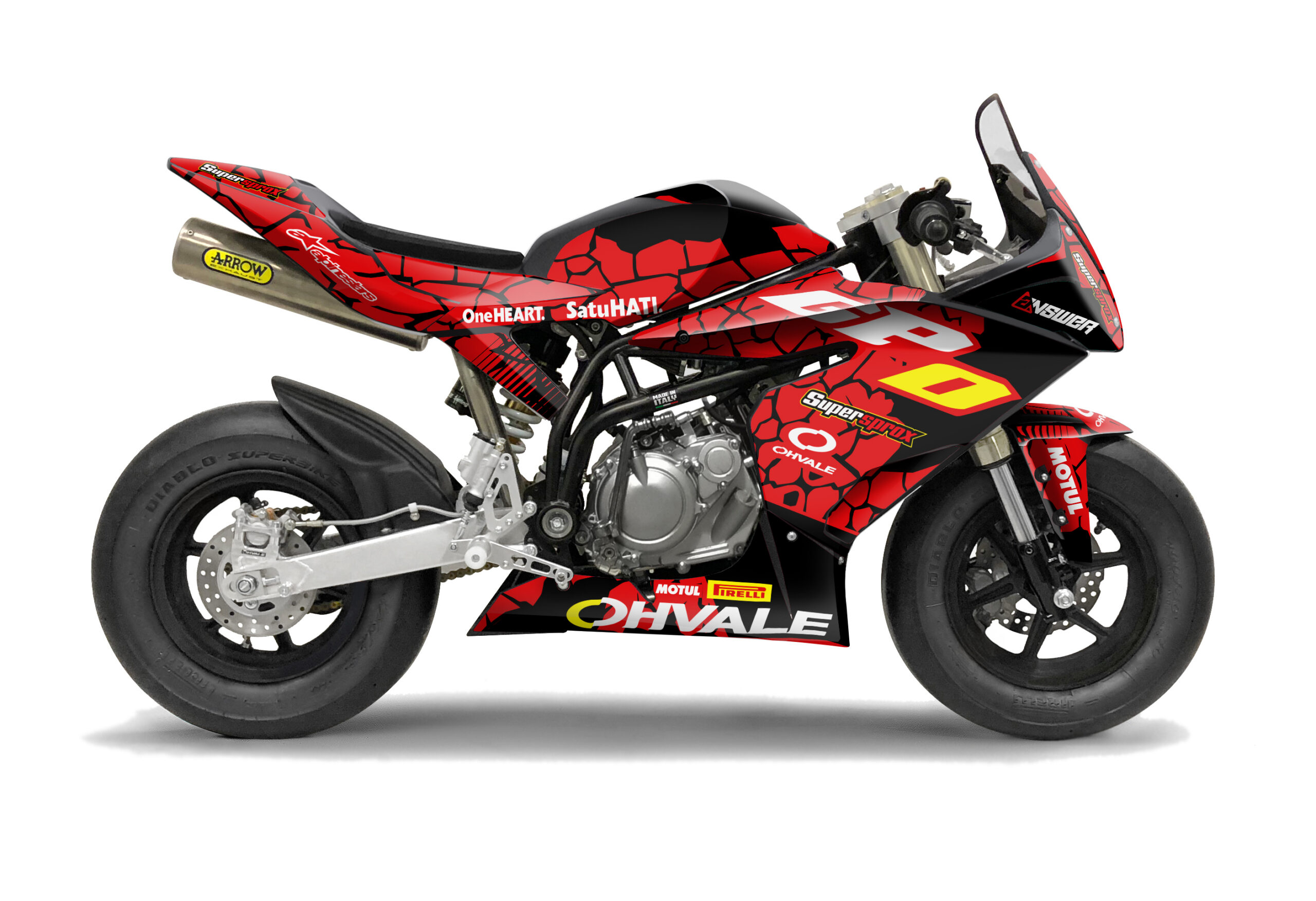 Ohvale GP0 EVO GP2 graphics motard design sitckers decals 6 graphics kit for Ohvale GP0 / GP2/ EVO - Image 1