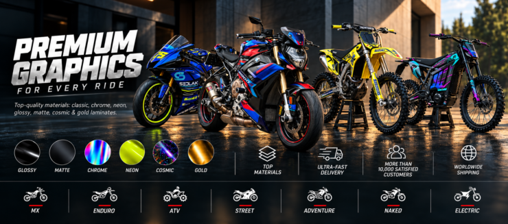 Custom motorcycle graphics kits by Motard Design